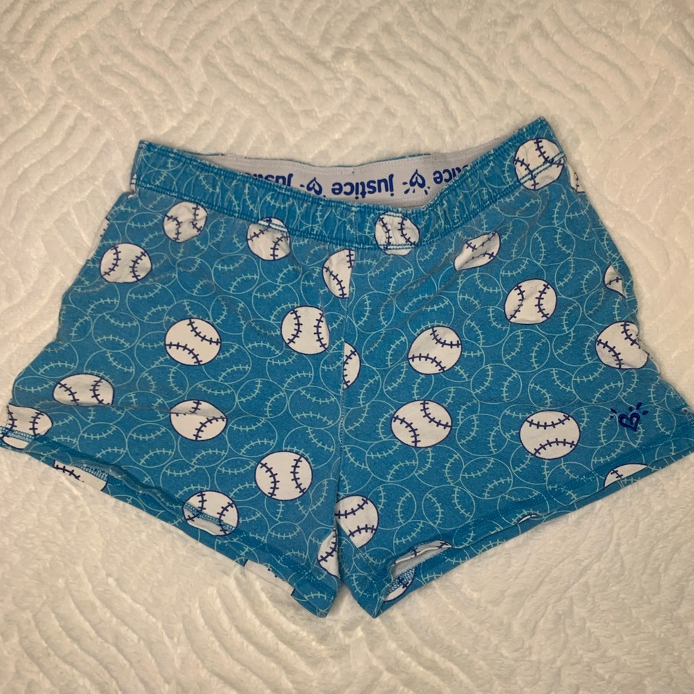2000’s Vintage Justice Blue Baseball Print Children’s Girls Shorts Size 14